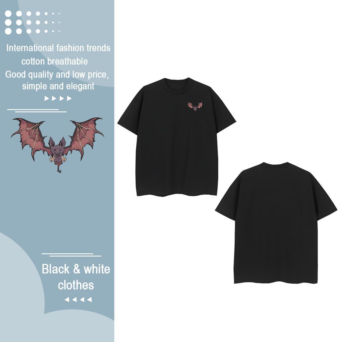 Designer Fashion Men Tops Tees bat Hip Hop Street 230g Pure Cotton Tops Shirt Breathable Crew Neck Cool T-Shirts for Men Custom Anime