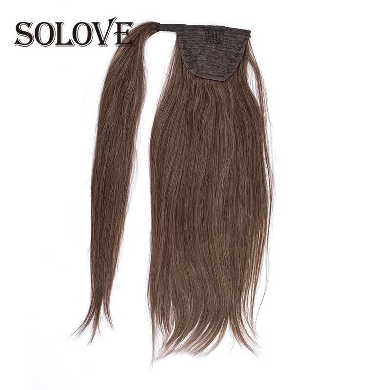 120g ponytail human hair machine Remy straight European ponytail hair clip 100% natural hair clip W240817
