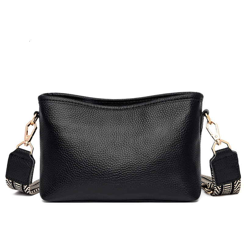 Genuine leather wide strap, crossbody square top layer, cowhide single shoulder soft leather, versatile women's bag, trendy small bag