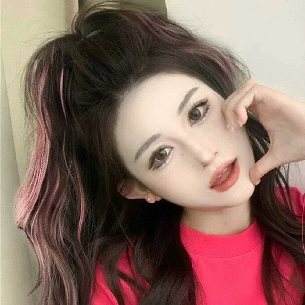 Korean ponytail extension synthetic fiber high gloss claw clip long curly ponytail wig W240817