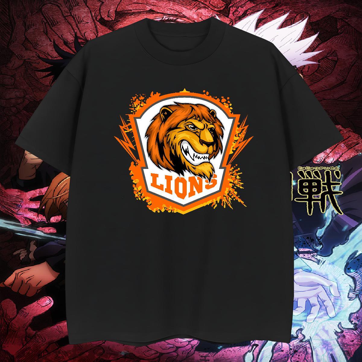 Free Shipping T Shirt For Man lion Short Sleeve O-Neck Casual Daily Wear Cartoon Print 230g 100% Cotton Men Clothes T-Shirt Casual New Tee Shirt