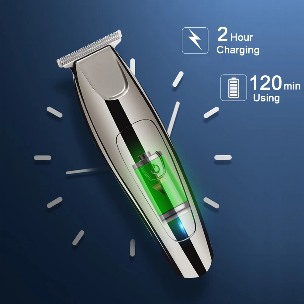 Professional USB Rechargeable Hair Trimmer For Men Barber Washable T-Blade Clipper Baldhead Razor 240808 C260312