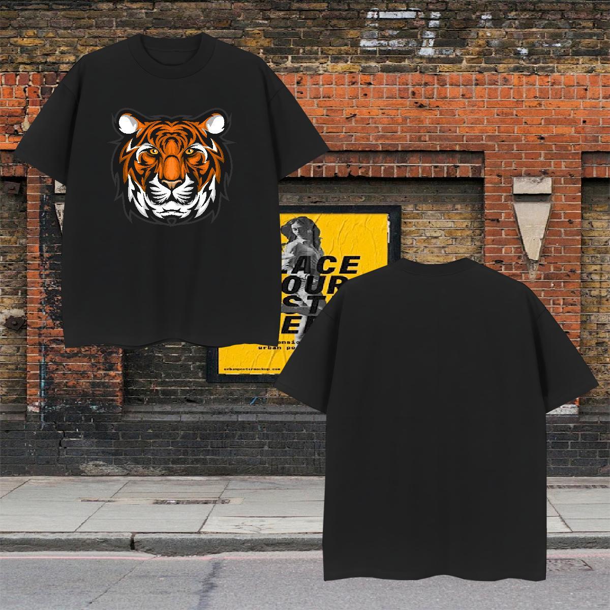 DIY Mens Tshirts tiger Spring Summer 100% Cotton 230g Top Tees O-Neck Short Sleeve High Quality Mens T Shirts Plus Size Cartoon
