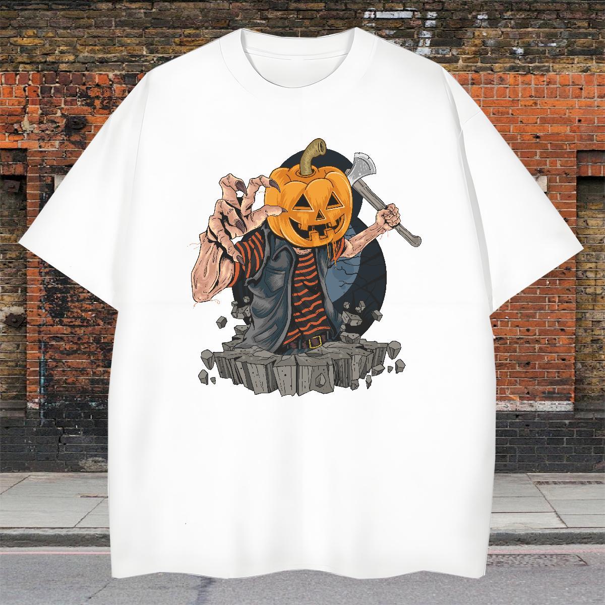 Free Shipping T shirt halloween Breathable Crew Neck Sports Casual DIY Anime 230g Pure Cotton Men Tshirts Fashion Casual Top Tees