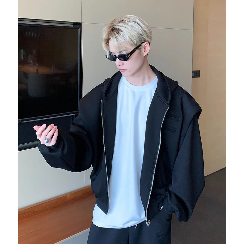 Korea Sport Casual 2 Pcs Set Mens High Street Hooded Cardigans JacketsStraight Wide Leg Pants Male Retro Sets Spring Autumn 240819