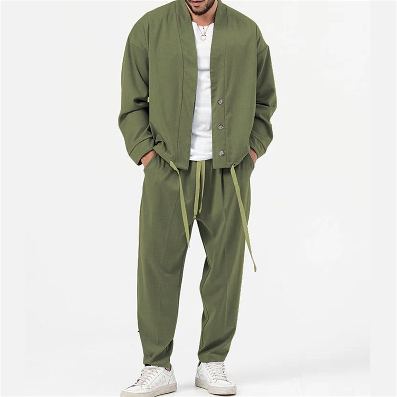 Fashion Mens Cardigan JacketsPants Sportwear Sets Men Solid Jogger Sport Suit Casual Tracksuit Male Sweat Suits 5 Colors S-3XL 240819