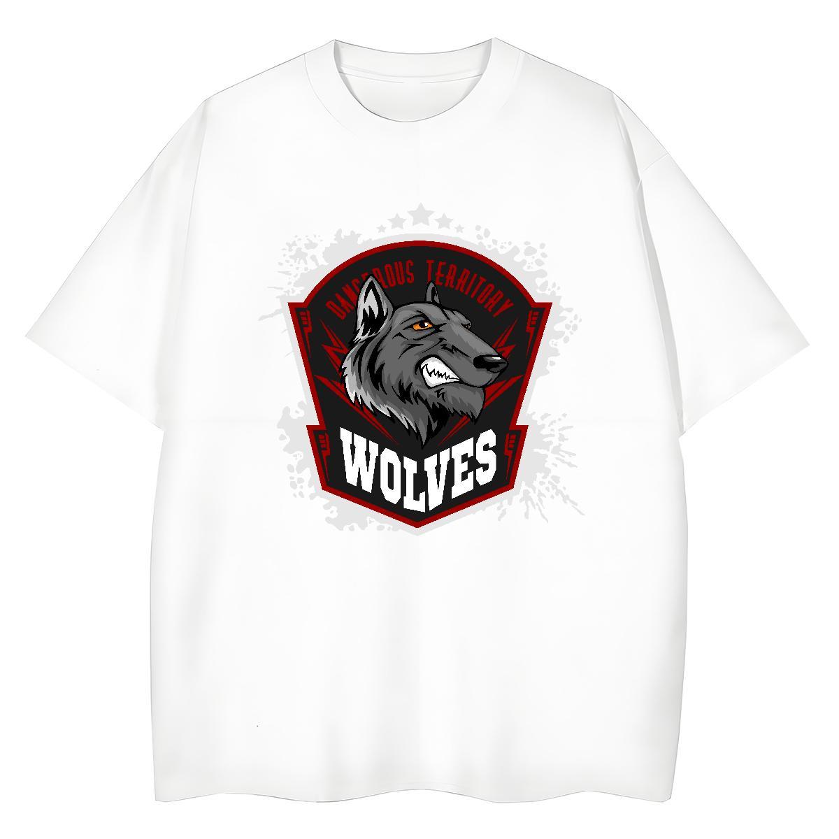 Popular T shirt wolf O Neck Short Sleeves Summer Casual Plus Size Cartoon 100% Cotton 230g Couples T Shirts Fashion Casual Clothings