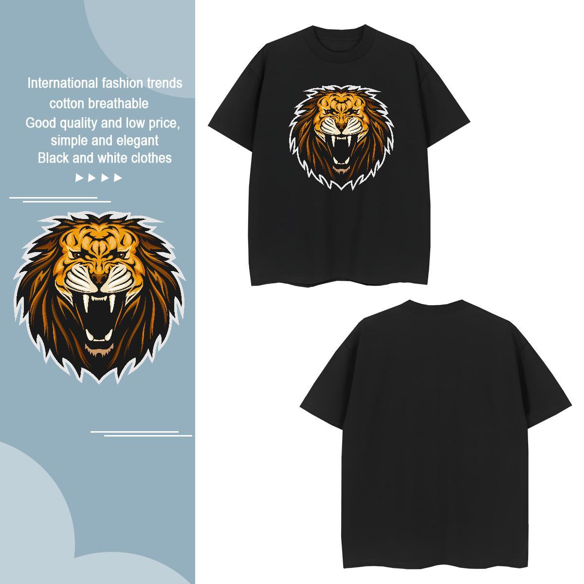 High Quality Men T Shirts lion Short Sleeve Soft Outdoor Custom Print Plus Size 230g Cotton Mens Tshirts New Designer Tees Shirts