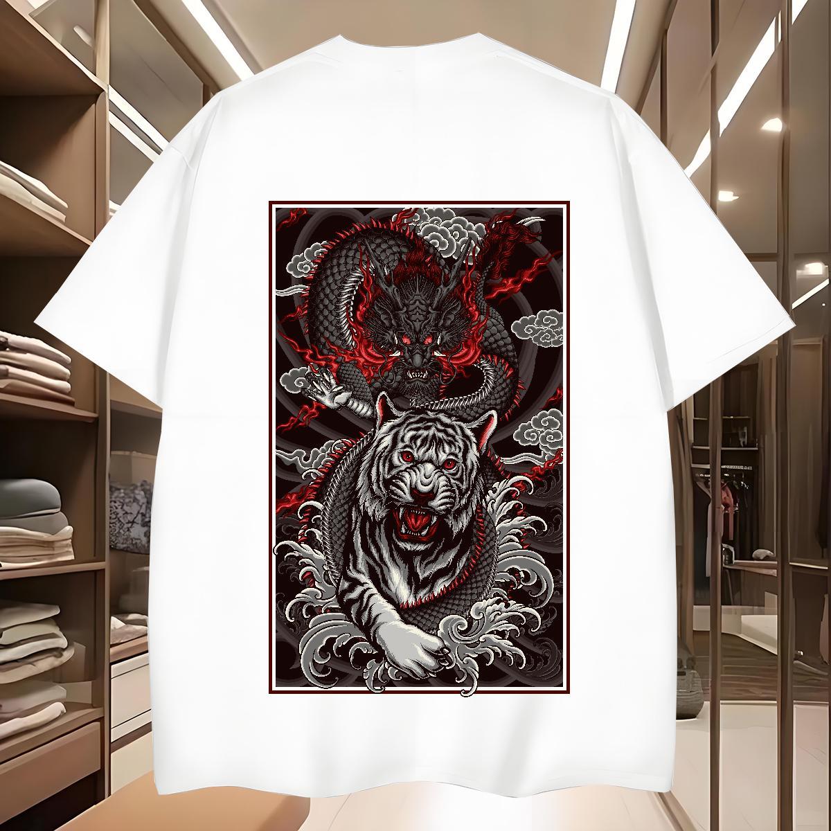 T Shirts Men 230g Pure Cotton ferocity Daily Wear Short Sleeve O-Neck Custom Big Size Men Clothes T-Shirt New High Quality Tops