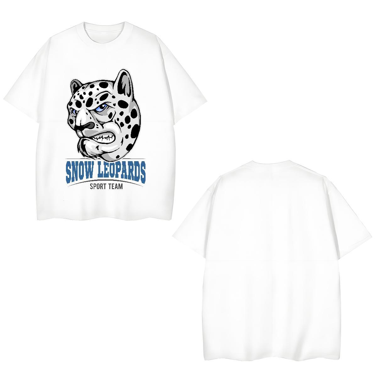 Loose Fit T-Shirts for Men leopard Breathable Crew Neck Street Casual Oversized 4XL 100% Cotton 230g Men Tshirts Fashion Tees