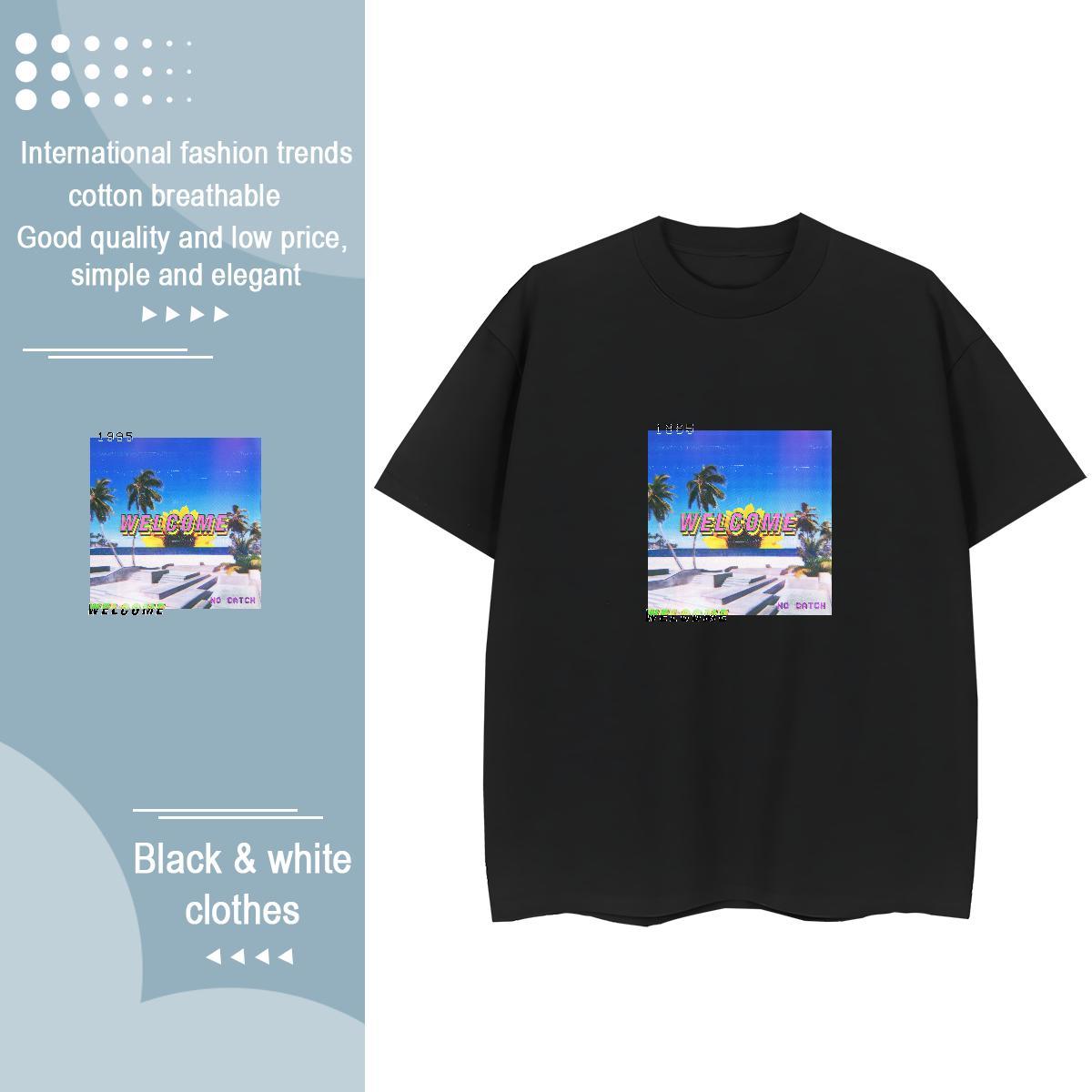 Fashion Casual Unisex Tshirts Sports Casual Breathable Short Sleeve Tees Shirts High quality 230g Pure Cotton beach Anime T-Shirts for Women