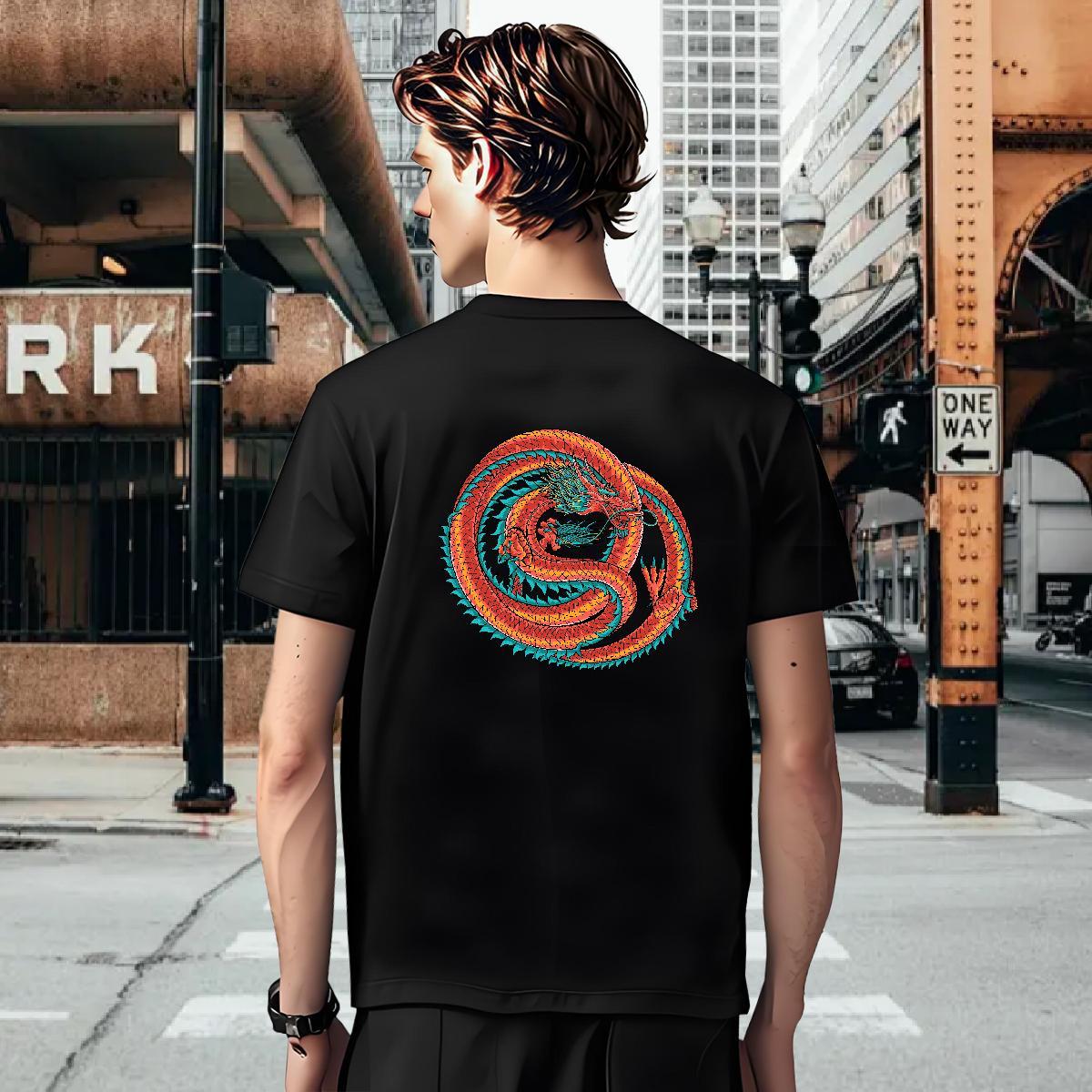 T shirt 230g 100% Cotton dragon Sport Breathable White Plus Size Men Tees Customized Comfortable Tees Shirts