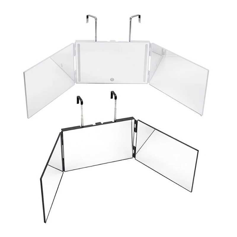 Makeup Mirror Trifold Foldable 360 Degree Bathroom Rear View Height Adjustable Cutting Styling Shaving Cosmetic Haircut Tools Y240819
