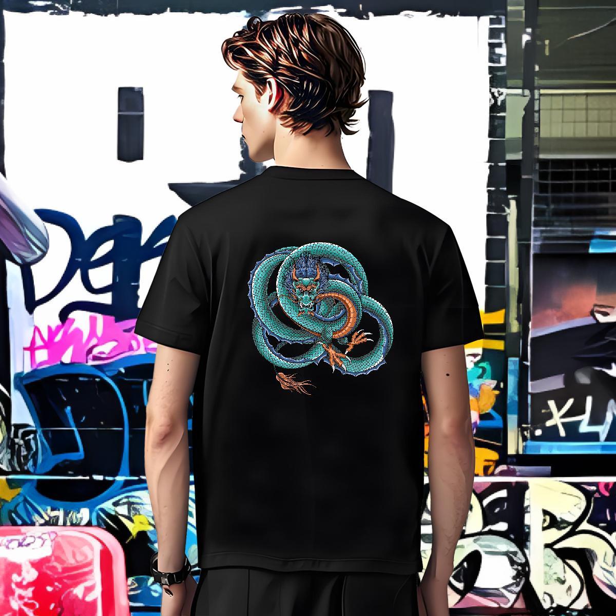 Mens T Shirts 230g 100% Cotton dragon Casual Daily Wear Pure Cotton Asian Size Mens Tshirts 2024 Designer Cool Design Tees