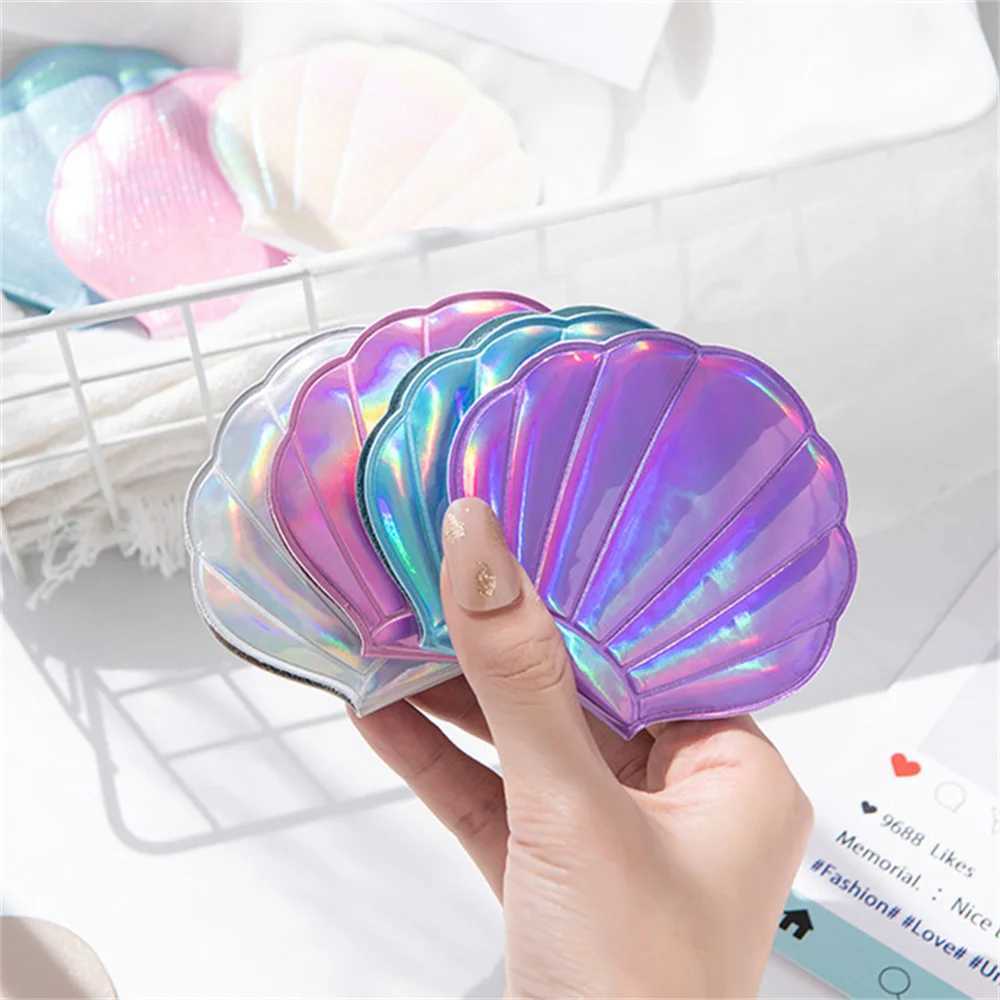 Shell Shape Makeup Mirror Double-Sided 2X Magnifying Vanity Folding Laser Mini Pocket Cosmetic Mirror Hand Compact Beauty Mirror Y240819