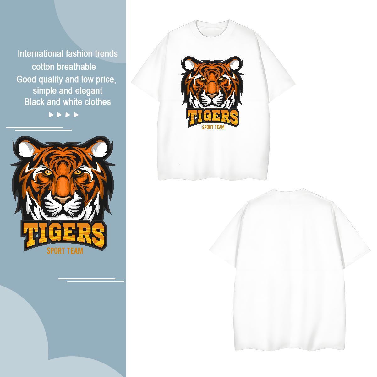 Mens T Shirts 230g 100% Cotton tiger Sport Crew Neck Breathable DIY Printed Men Clothes T-Shirt 2024 Wholesale Tshirts