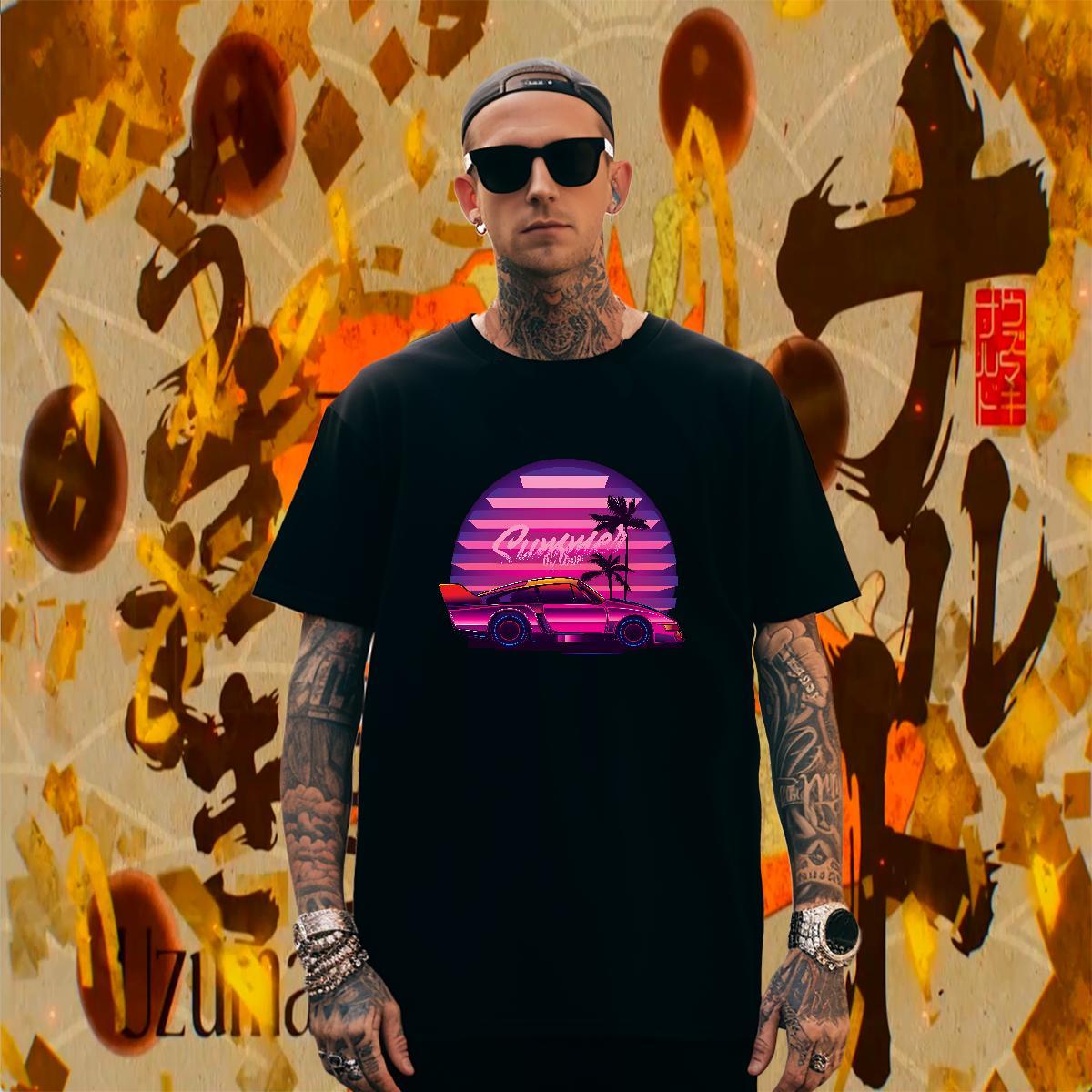 Free Shipping Men Clothes T-Shirt Street 230g Cotton Custom Print Oversized Breathable Soft car T-Shirts Designer Tops Shirt