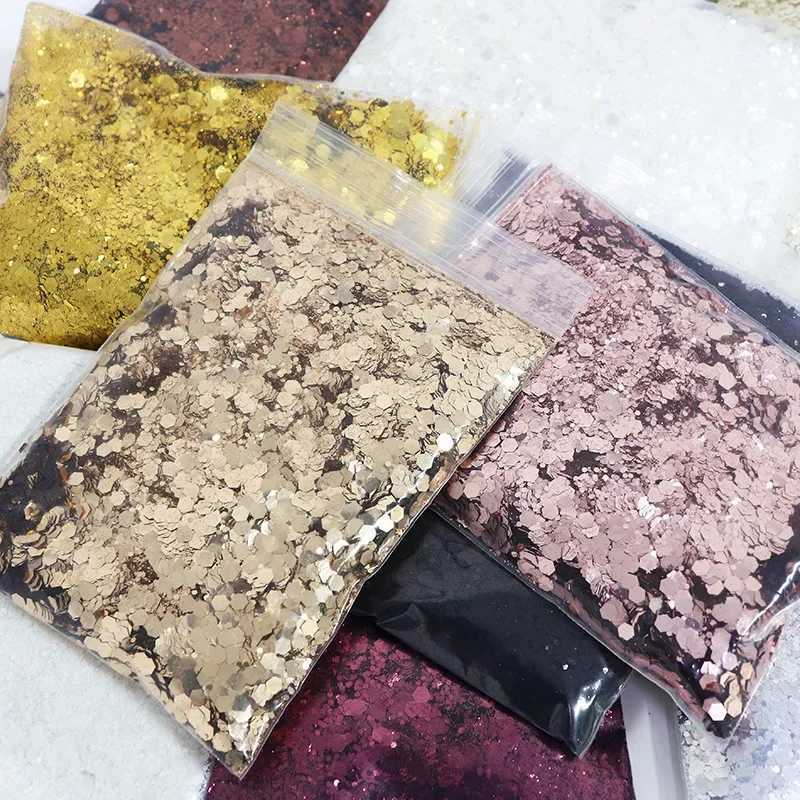 50g/bag Metallic Color Bulk Mixed Hexagon Nail Glitter Shiny Sequin Chunky Glitter DIY Manicure Decoration for Nail Art SuppliesXJ240815