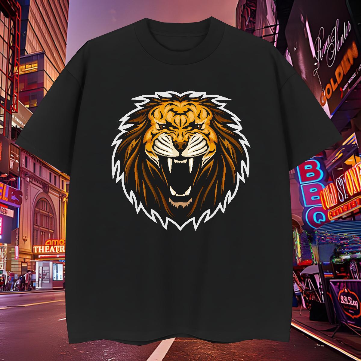Popular Mens T Shirts lion Breathable Short Sleeve Home Outdoor Custom Big Size 100% Cotton 230g Couples T Shirts Factory Direct Clothings