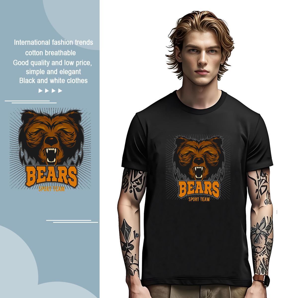 Free Shipping T Shirts Men bear Breathable Anime Printing Street Skull 230g 100% Cotton Men Tshirts Stylist Tees