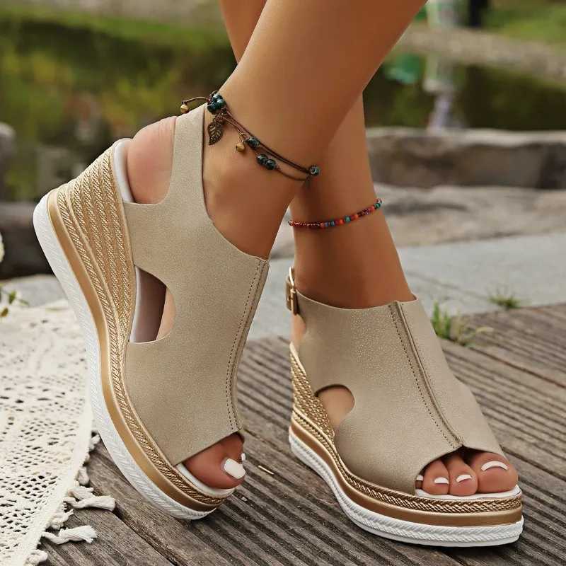New Woman Platform Wedge Sandals Female Fashion Elegant Ladies Slippers Summer Female Peep Toe High Heels Slides Sandalias Mujer CL240806