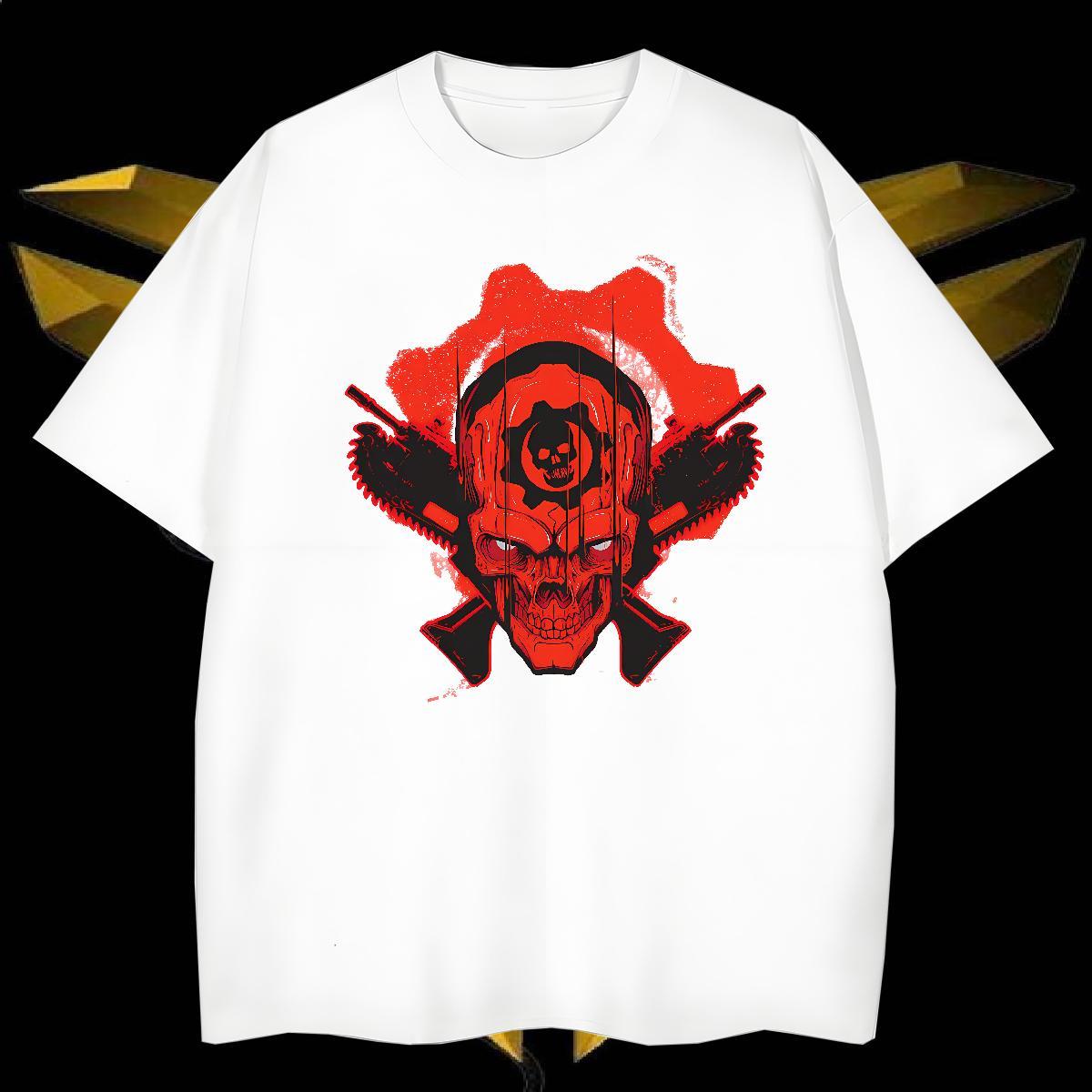 T Shirts Men 100% Cotton 230g scary Daily Wear Pure Cotton Floral Print Tshirts Wholesale Loose Fit Tee Shirt