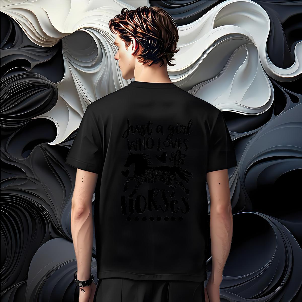 Casual New Men Clothes T-Shirt horse Casual Daily Wear 230g Cotton Tshirts Short Sleeve O-Neck Comfortable Man T Shirts DIY Logo Oversized