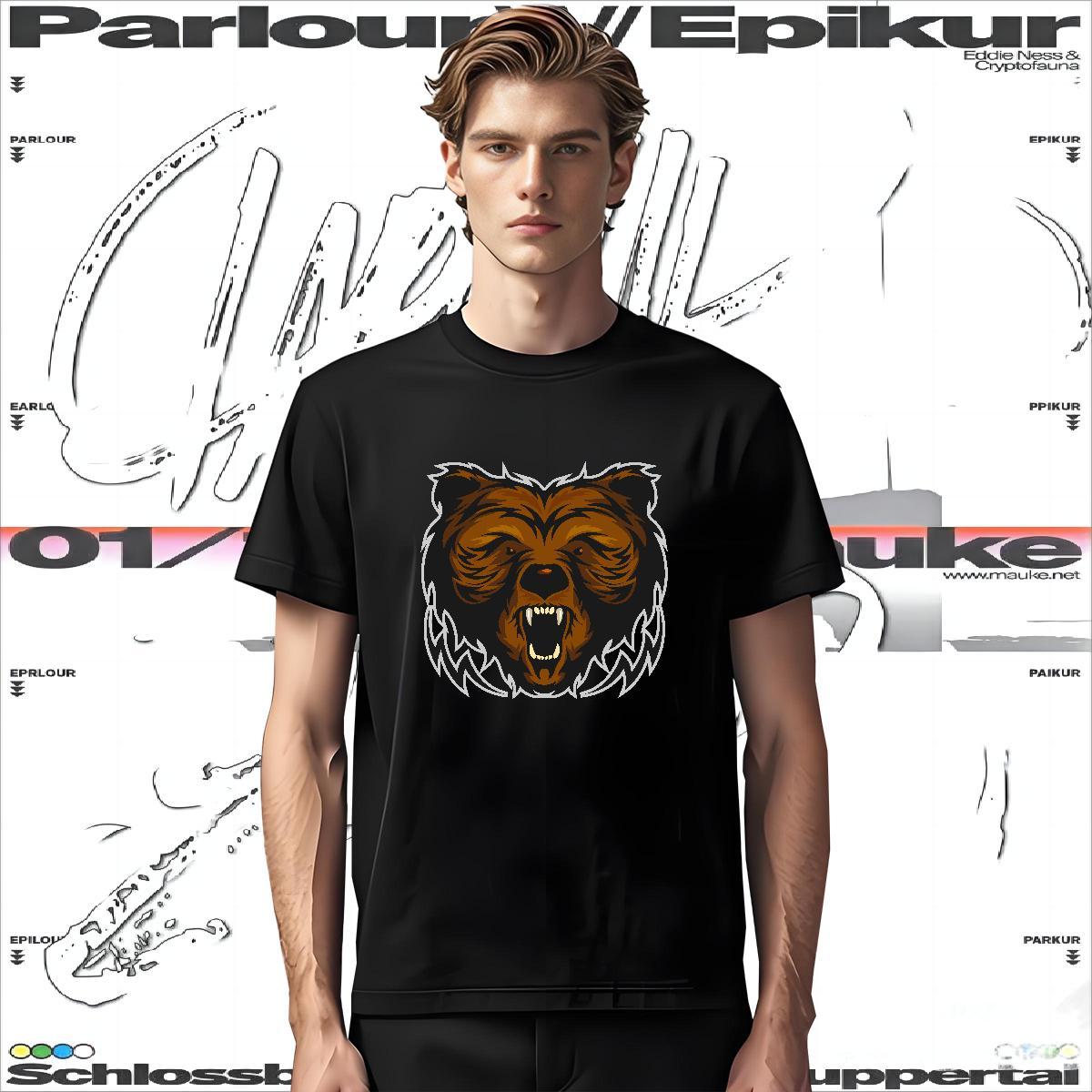T-Shirts for Men 100% Cotton 230g bear Sport Crew Neck Cartoon Print Men Tees New Free Shipping Tee Shirt