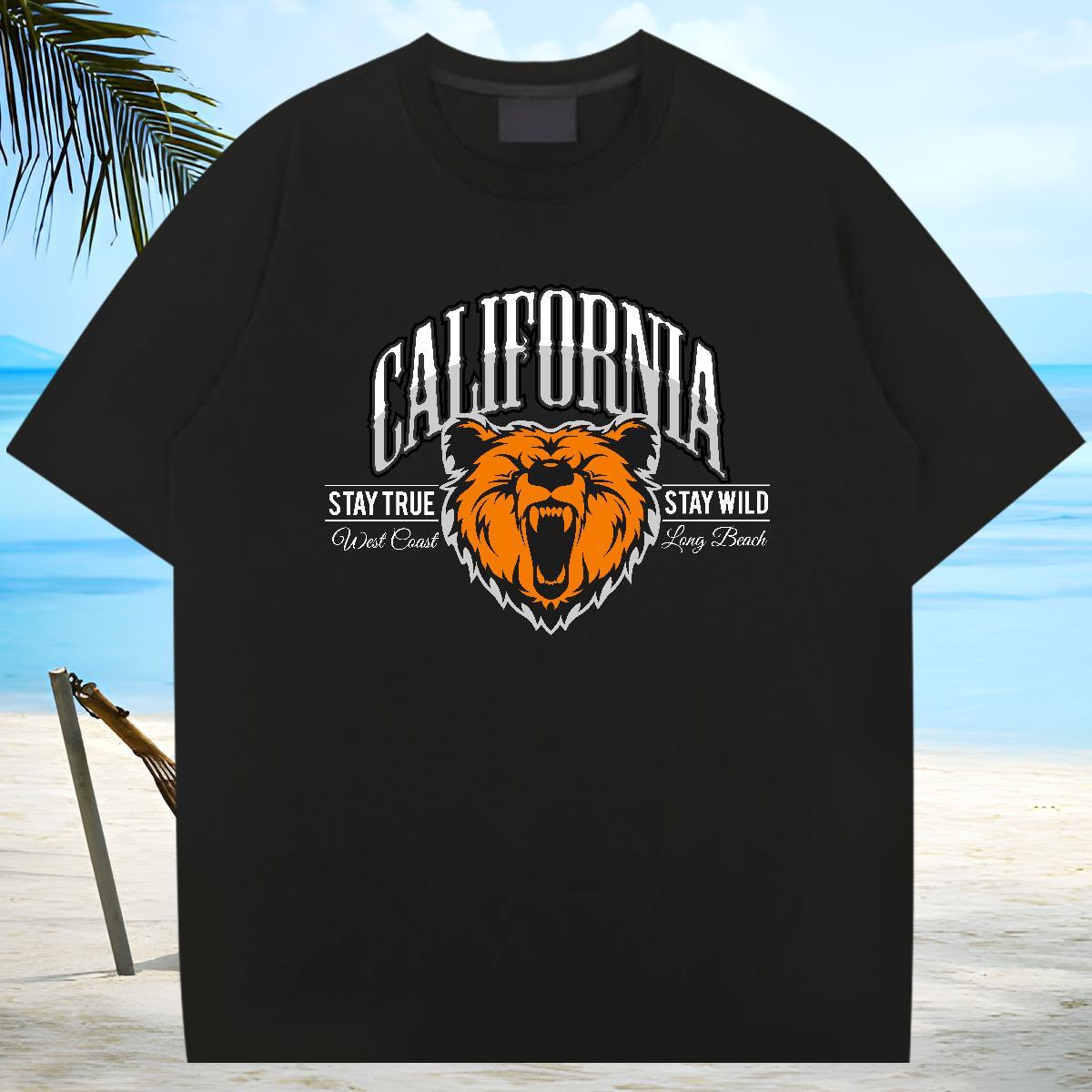 Cool T Shirt For Man animal Round Neck Short Sleeve Street wear Hip Hop Custom Print Plus Size 100% Cotton 230g Men Tshirts 2024 New Wear