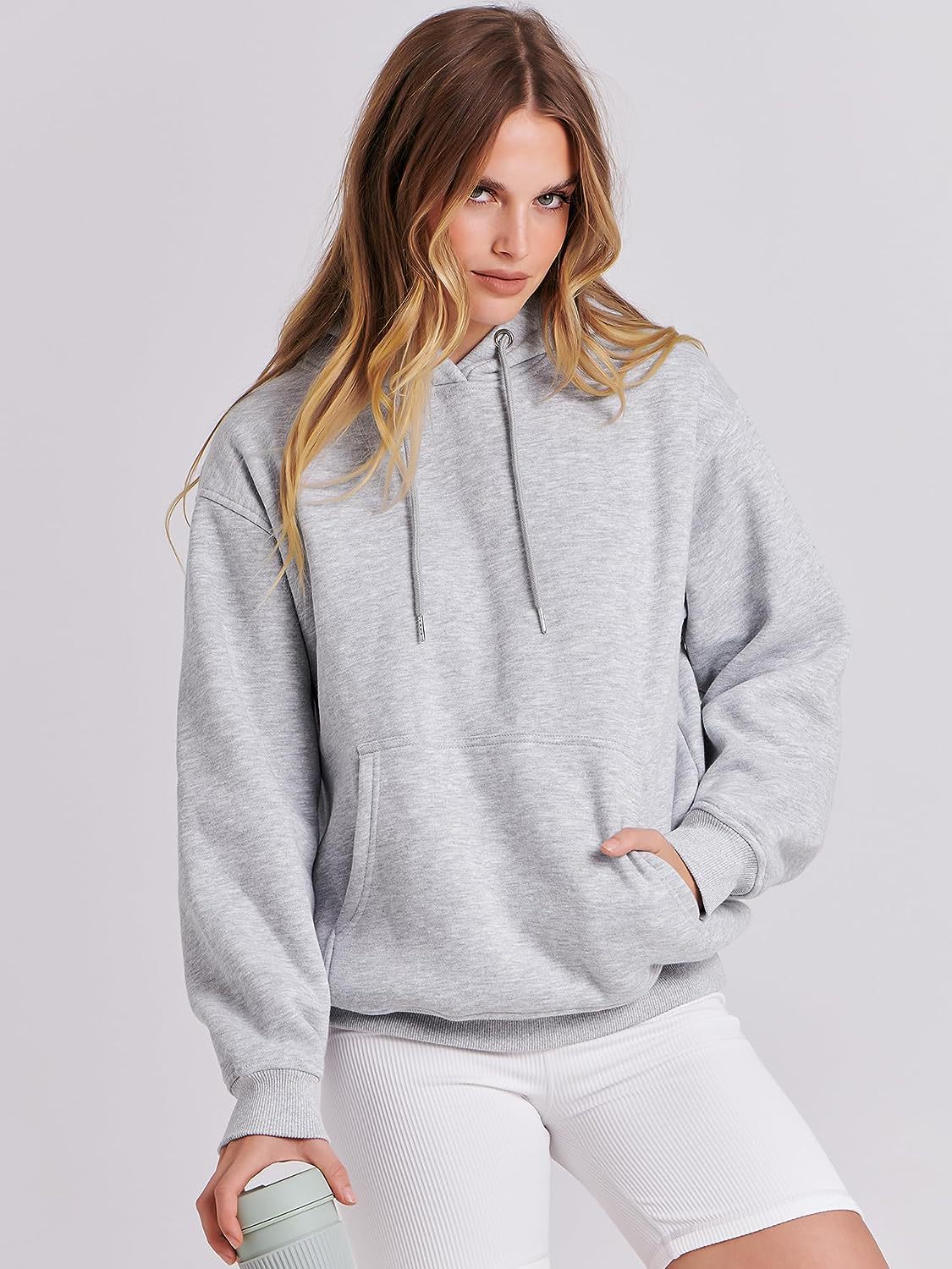 Autumn and Winter New Women's Fashion Solid Color Hoodie Stand up Collar Casual Loose Top