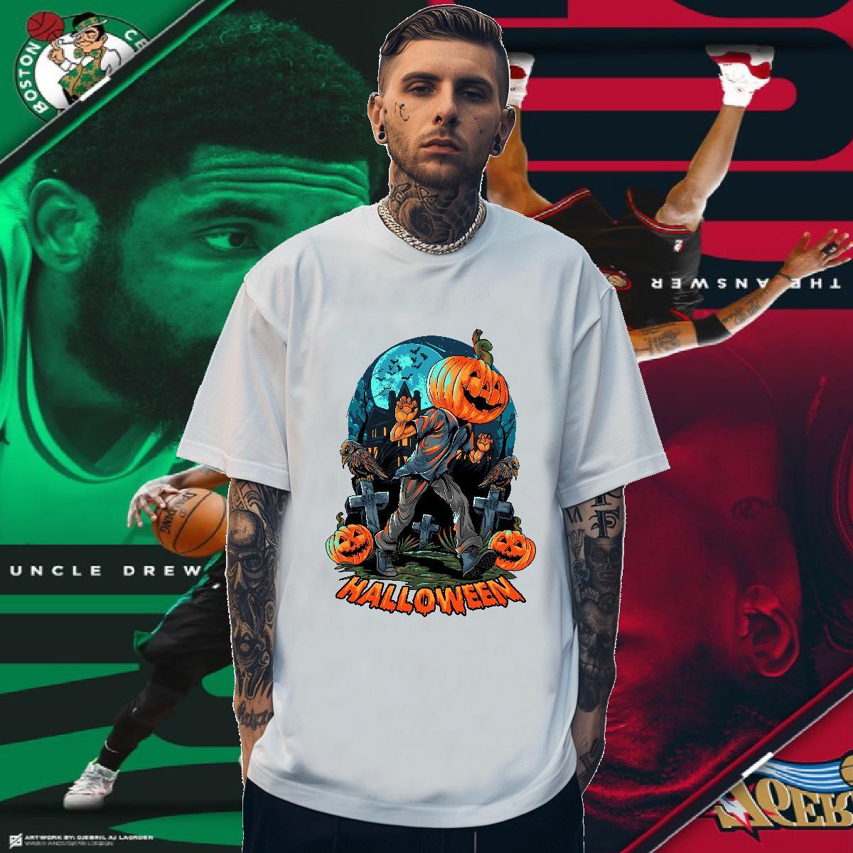 Free Shipping T Shirts Men halloween O-Neck Short Sleeve Daily Outfit Black White 230g Cotton Tshirt for Man Woman Fashion Casual Tops Tees