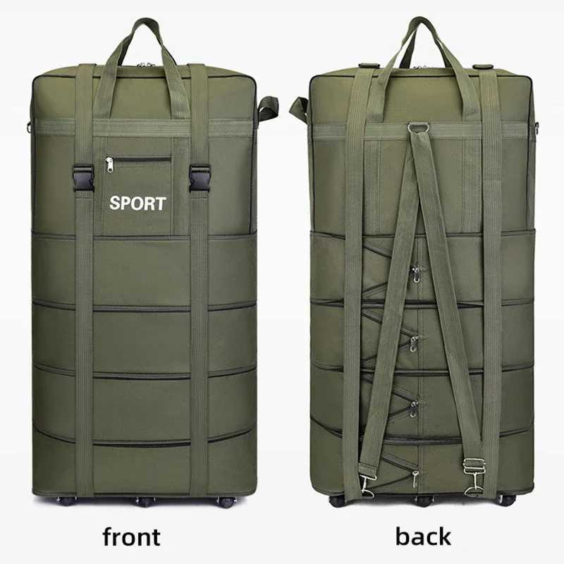 Plus Airline Checked Bag Oxford Large Capacity Travel Universal Wheel Foldable Luggage Moving Storage Bag Rolling Packing Cubes CL240820