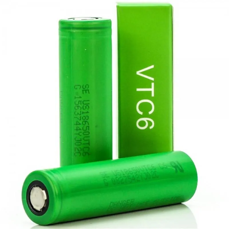 VTC6 VTC5 18650 Battery 2600mAh 3000mAh 3.7V Flat Top Lithium Household Batteries Flat Top Green Box 35A 20A High Drain