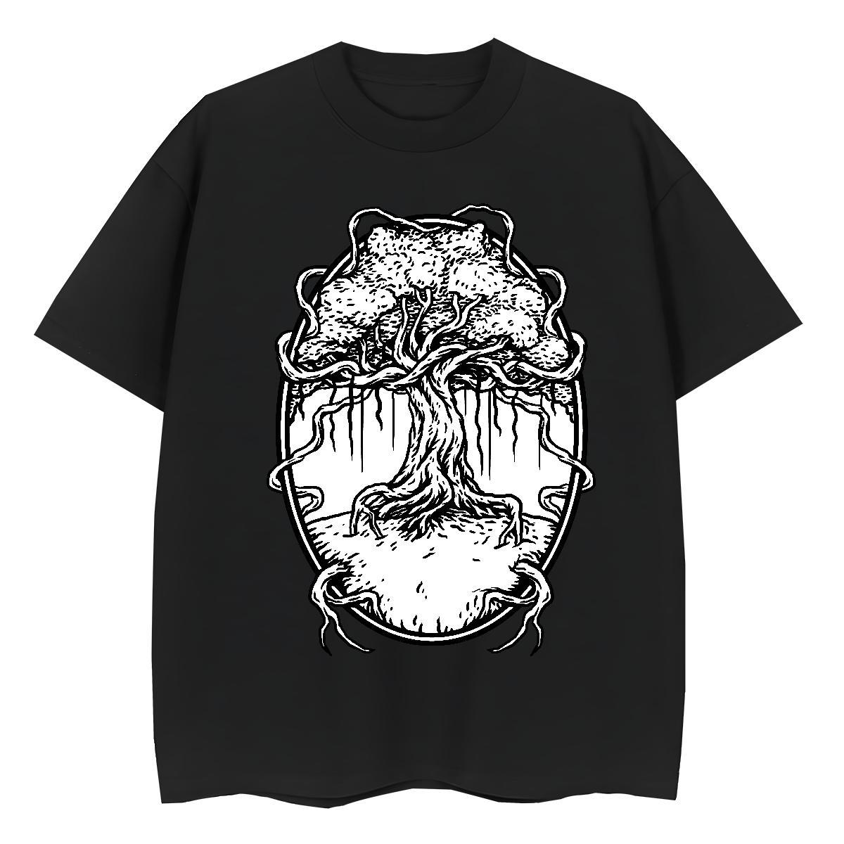 Fashion New Men Tops Tees tree Street Casual 230g 100% Cotton Tees Shirts Breathable Short Sleeve Unisex T shirt Floral Print