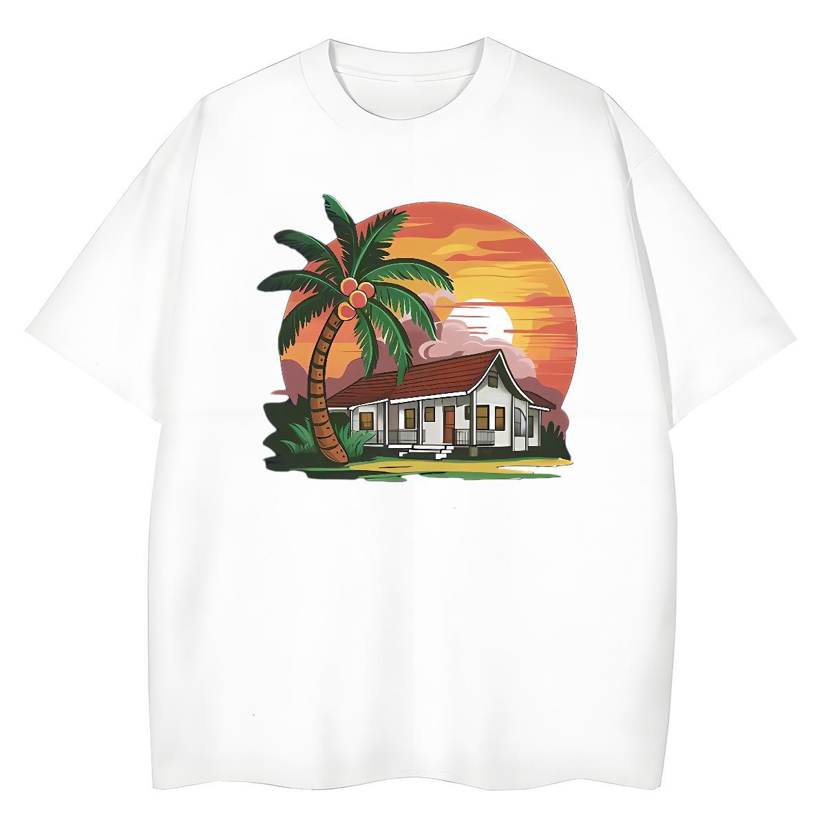 2024 New Tshirts tree Summer Casual 230g 100% Cotton Tops Shirt Breathable Crew Neck High Quality Mens T Shirts Custom Printing