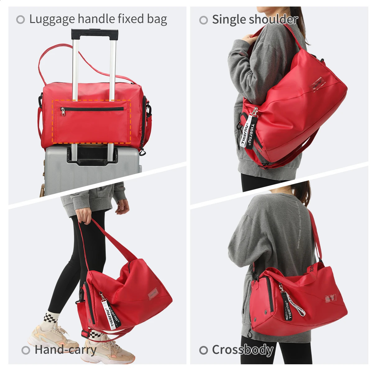 Tigernu Sports Gym Bag FemaleTravel Duffel HandBags Fitness Bag With Shoes Compartment for Women Light Weight S Trip Bag 240819