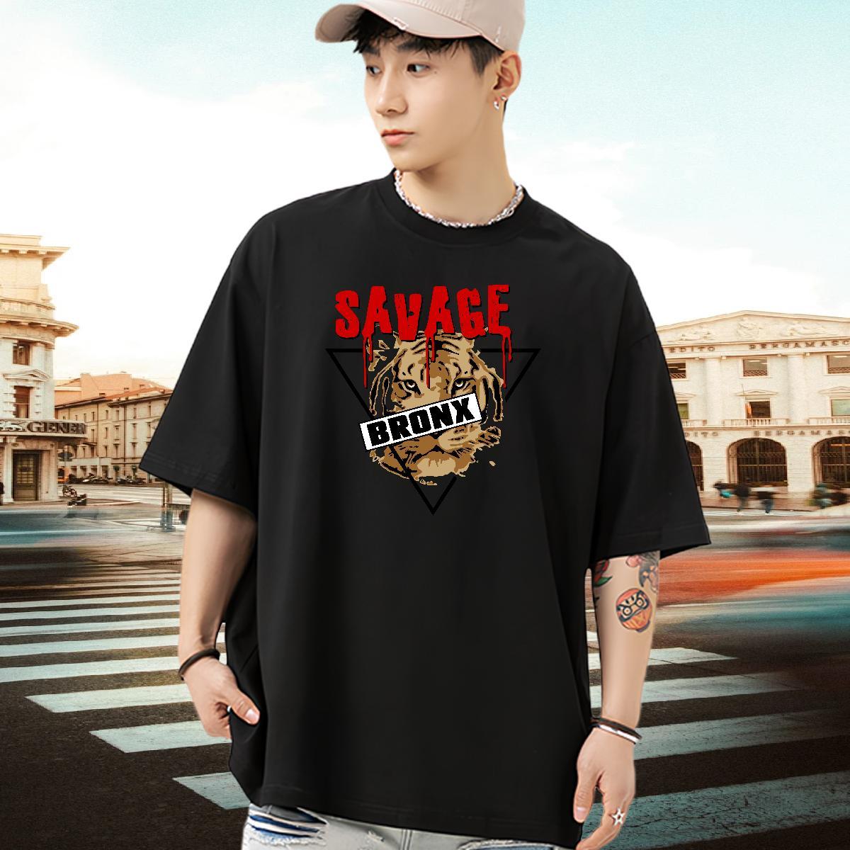 Fashion Casual Men Tees tiger Home Outdoor 100% Cotton 230g Tshirts Short Sleeve O-Neck Designer T Shirt For Man Custom Print Plus Size