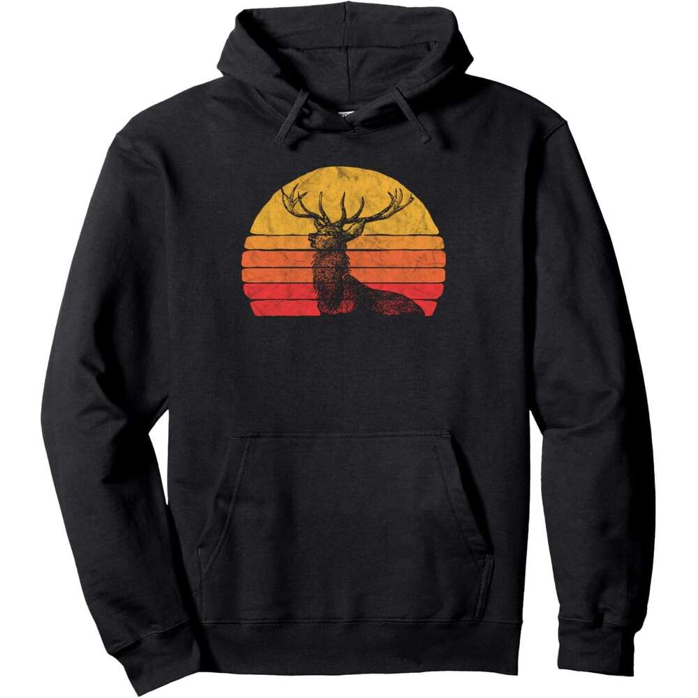 Hoodie for Mens Womens Vintage Stag Buck Deer - Retro Distressed Hunting T-Shirt Pullover Hoodie Hoodies sweatshirt pullover jacket Long sleeve