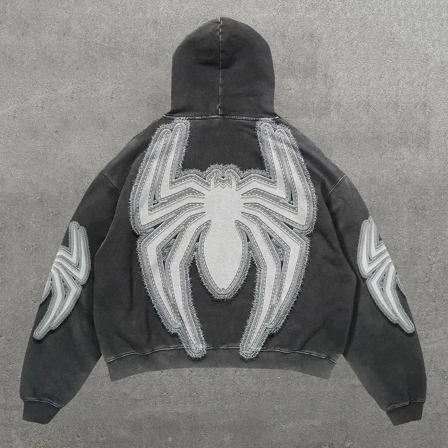 Vintage personalized spider print hoodie streetwear oversized harajuku y2k top casual hoodies sweatshirt tracksuit men clothing 240819