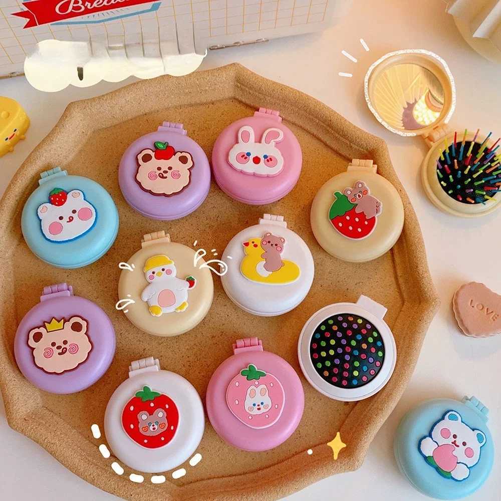 1pcs Silicone Single-Sided Portable Makeup Mirror With Girl Folding Small Round Mirror Mini Size Y240819
