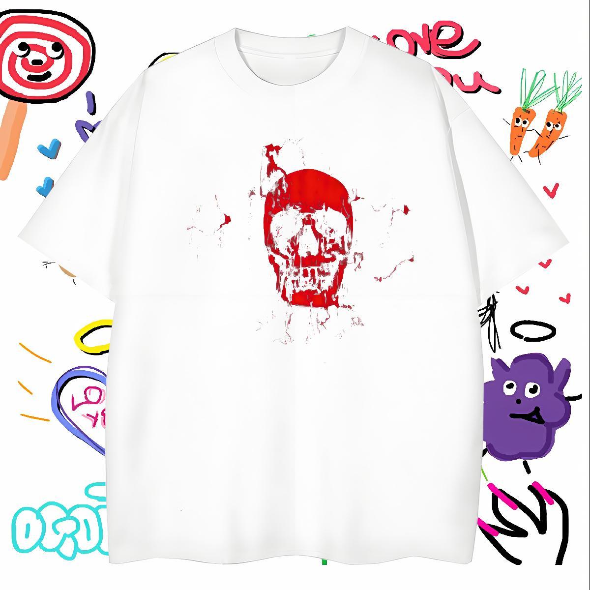 T shirt 230g 100% Cotton skull Daily Wear Pure Cotton DIY Printed Men Clothes T-Shirt Classic Comfortable Tops Shirt