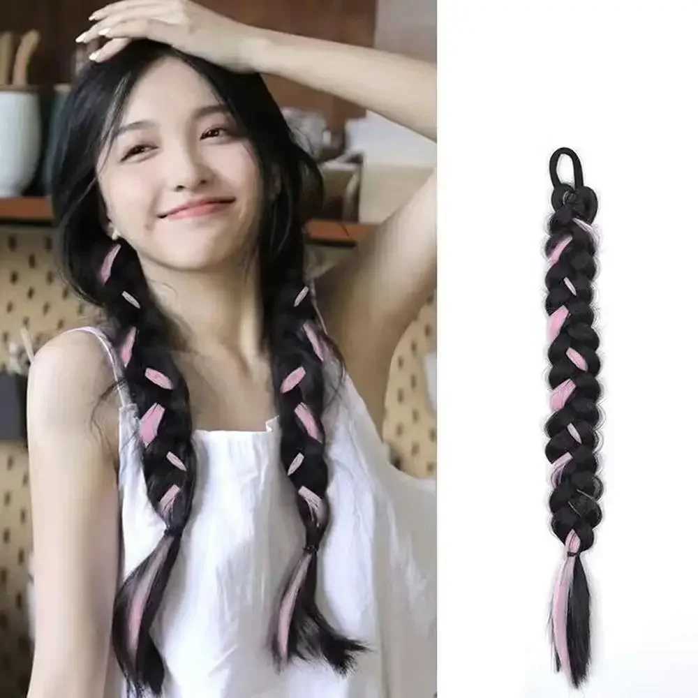1 piece of Y2K braided high gloss ponytail suitable for cool girls female hair extension accessory 45cm W240817