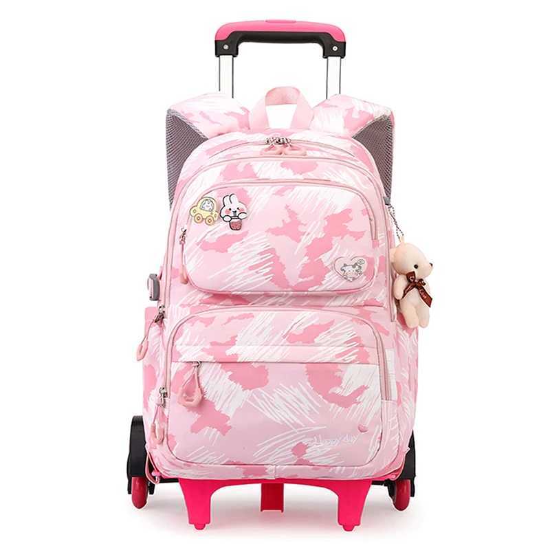 School Trolley Backpack Lightweight Wheeled Backpacks for Girls Kids Elementary School Backpack on Casters 16 Inch Y240820