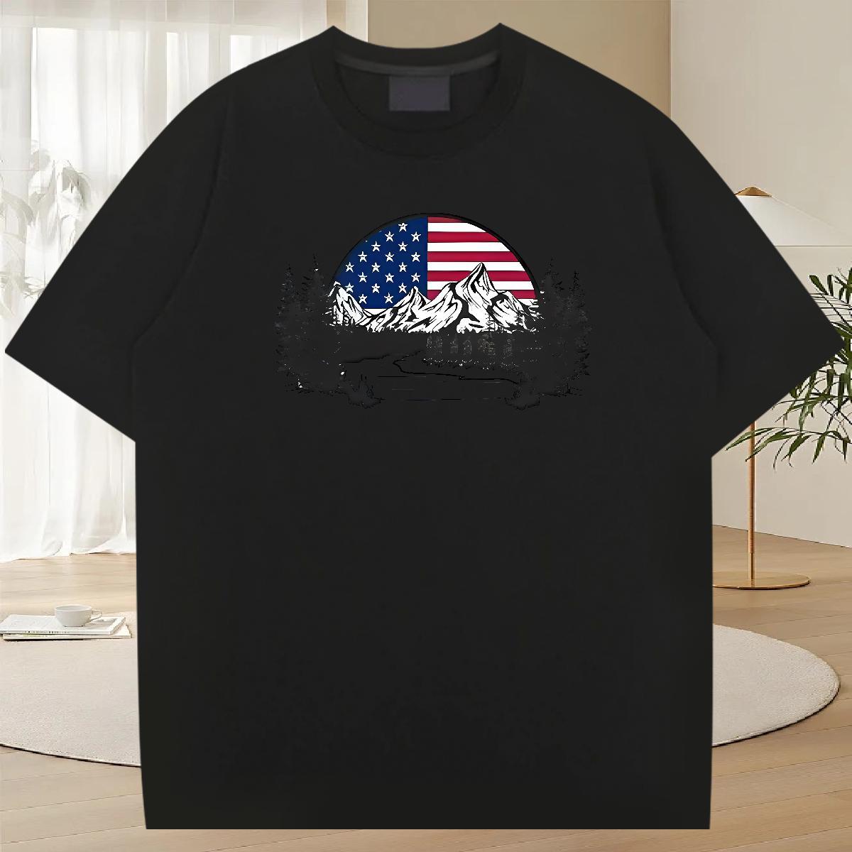 Loose Fit Tshirt for Man Woman Summer Casual 230g Pure Cotton Plus Size Custom Breathable Soft mountains Men T Shirts Factory Direct Top Tees