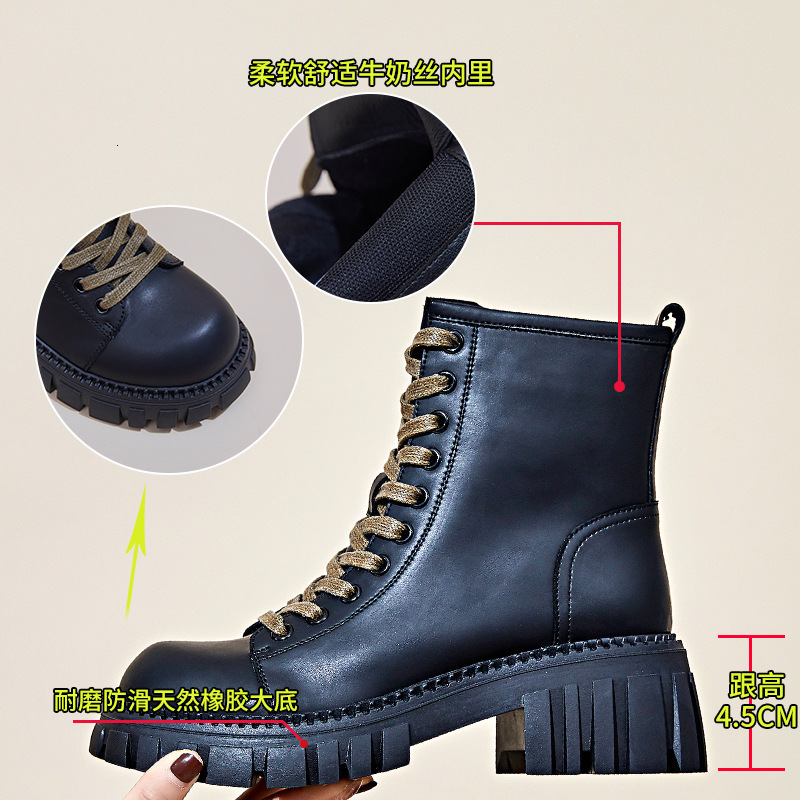 Ddmysports Genuine Martin Short Women In The Autumn Of New Leather Skinny Thick Heels S Boots Casual And Versatile For Children OUTDOOR