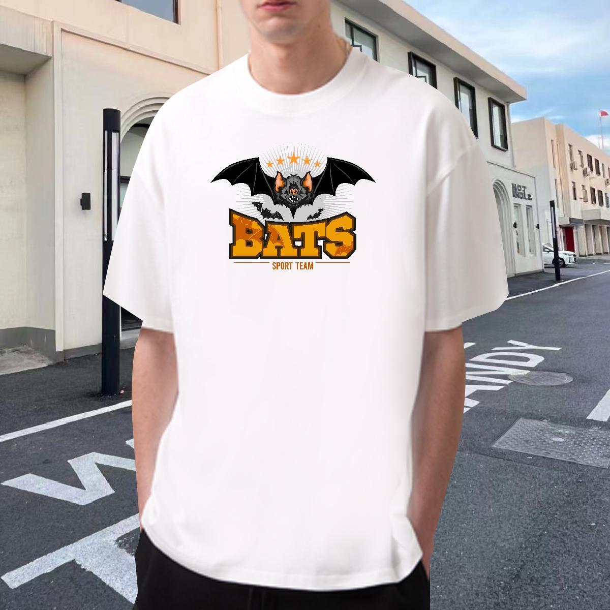 Wholesale Men Tshirts Daily Wear 100% Cotton 230g Plus Size Custom O-Neck Short Sleeve bat T-Shirts for Men New Tees Shirts