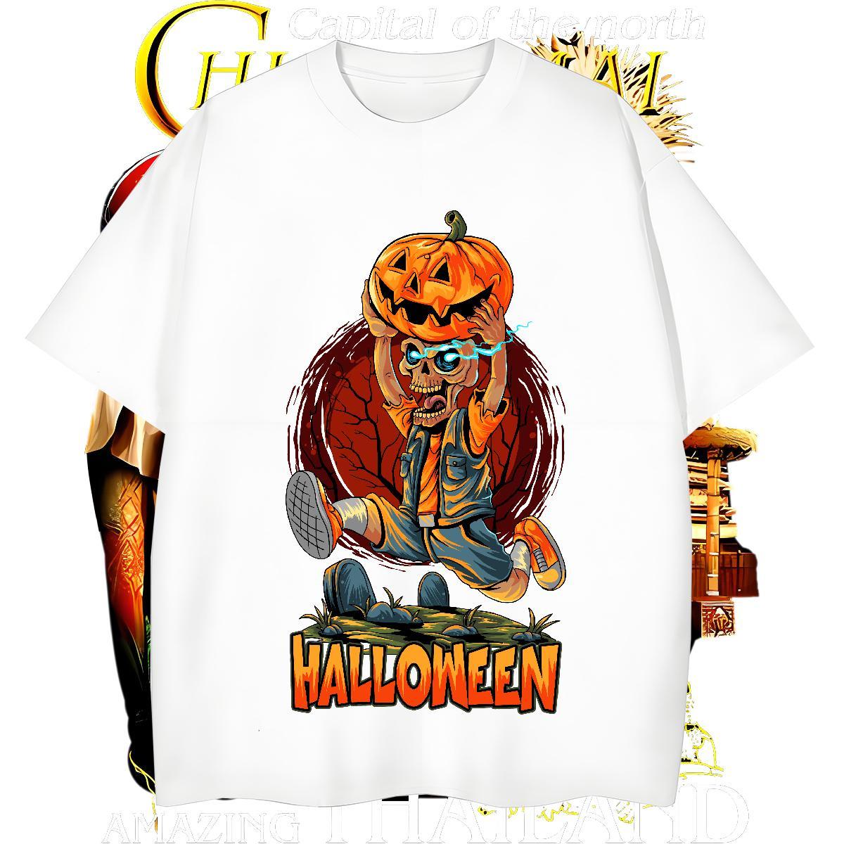 Unisex Man T Shirts pumpkin O Neck Short Sleeves Casual Beach Plus Size Custom 230g Cotton Mens Tshirts Free Shipping Clothings