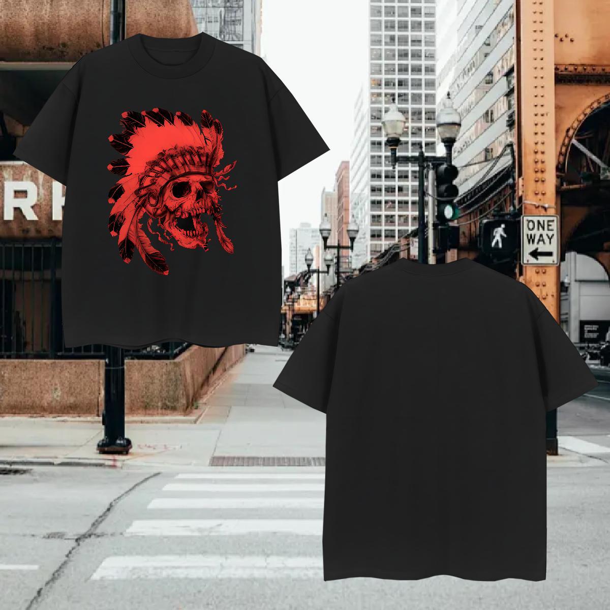 T Shirts Men 230g Pure Cotton scary Daily Wear Breathable Short Sleeve Cartoon Printing L-4XL Men Tees 2024 Designer Wholesale Tee Shirt