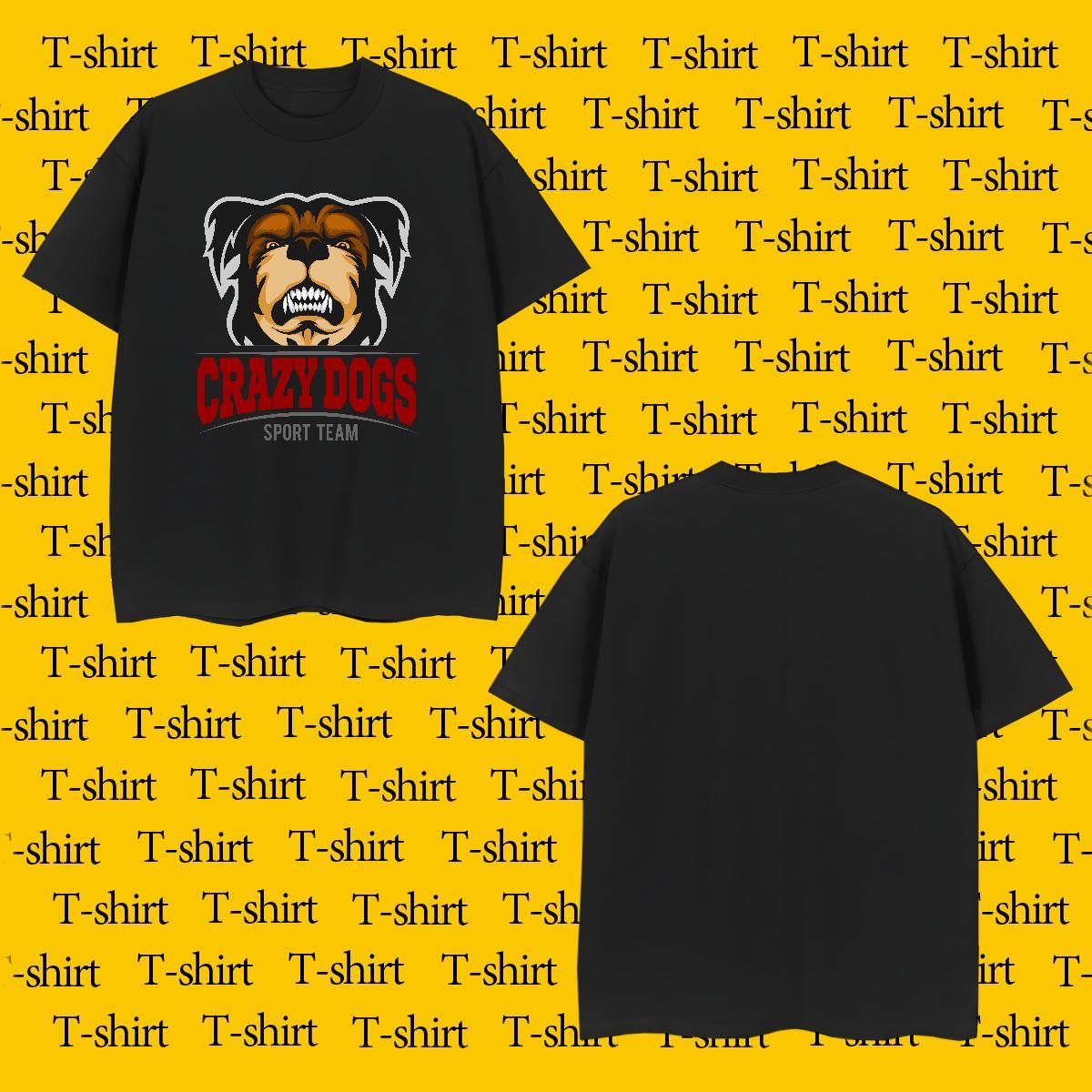 2024 Summer Men Tops Tees crazy dog High Street Hip Hop 230g Pure Cotton Tshirts Breathable Crew Neck Brand Men T Shirts Anime Print