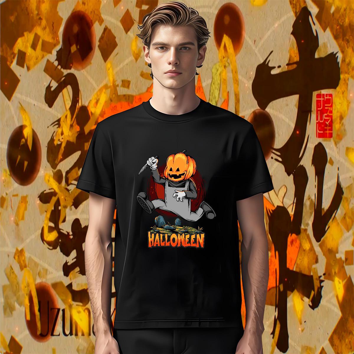 Popular T shirt pumpkin O Neck Short Sleeves Daily Wear Customized Print 230g 100% Cotton Men Tees 2024 Summer Clothes